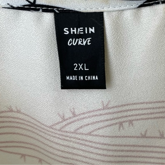 SHEIN Women’s Size 2XL V Neck tunic with ruffle cap sleeves Brown Black Red Tan - Picture 4 of 11